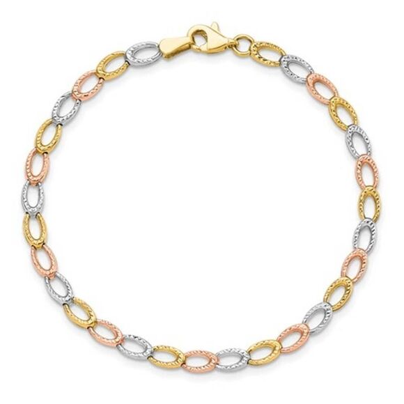 10k Tricolor Gold Open Link Bracelet - Picture 3 of 12